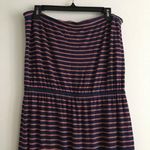 Madewell Striped Strapless Maxi Dress Slide Slits Navy & Pink Womens Siz… Photo 3