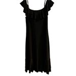 American Living Women's Off-Shoulder Black Ruffle Midi Dress Stretch Size 6 Photo 6