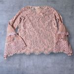 Say What? Say What Top Womens M Pink Lace Bell Sleeve Sheer Romantic Feminine Elegant NEW Photo 1