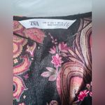 ZARA  paisley print long sleeve v-neck button down midi dress size small boho Photo 4