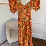 Olivaceous  Floral Midi Dress Puff Sleeve Boho Cottagecore Romantic Spring Summer Photo 1