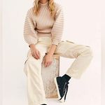 Free People Women’s Mad Chill Mock Neck Balloon Sleeve Pullover Ivory Size S Photo 0