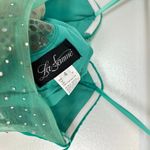 La Femme  Stunning Beaded Strapless Mesh & Jersey Gown in Spearmint Size US 4 Photo 4