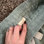 Poetry  Linen Drawstring Trousers in Green Khaki Gingham Striped Crop Wide Leg Photo 4