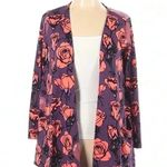 LuLaRoe  Open Front Caroline Cardigan Floral Roses Hearts Florist Size S Small Photo 3