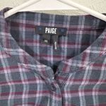 Paige  Ruffle Blue Purple Plaid Button Down Flannel Shirt XS Photo 3