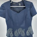 Liz Claiborne  Nights navy beaded 8 floor length gown mother bride groom formal Photo 5