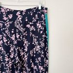 H&M [] Navy Blue Floral Print Side Stripe Wide Leg High Rise Trouser Pants Sz 16 Photo 6
