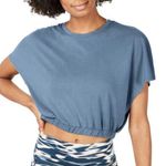 Sweaty Betty XS Teal Blue Peaceful Cap Sleeve Crop Top with Elastic Waist Photo 0