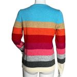 Talbots Sweater Womens Small Multicolored Wide Stripe Winter Scene Deer Knit Photo 2