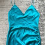 Alice + Olivia  Fallon Ruched Sleeveless Gown Womens 8 Teal Event HoCo Gala Guest Photo 9