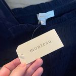 Monteau  Navy Blue Smocked Ruffle Crop Blouse size Medium Photo 2