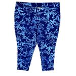 D & Co Denim Company Floral Print Capri Leggings Blue 2X Stretch‎ Size XXL Photo 6