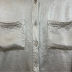 DISSH Satin Ivory Nude Button Down Short Sleeve Vacation Shirt Size 10 White Photo 8