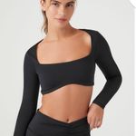 Forever 21 Active Contour Square Neck Long Sleeve Black Crop Top Photo 1