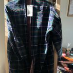 Crown & Ivy  Plaid Cardigan - Navy and Green Photo 3