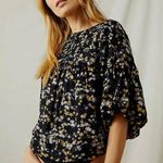 Free People  Intimately Womens Dessa Puff Sleeve Ditsy Floral Blouse Bodysuit L‎ Photo 0