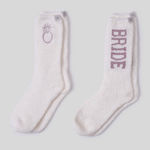 Barefoot Dreams  CozyChic Bridal Sock Set Ivory/Pink Cozy Bride Socks Photo 0