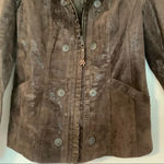 Powder River Outfitters Brown Western Leather Jacket Boho Conch Tribal Suede Photo 1