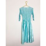 Alquema 3/4 Sleeve Smash Pocket Midi Dress Size Medium Glossy Ice Blue Crinkle Photo 12