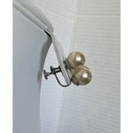 Antique Edwardian Art Deco Vintage silver double pearl drop screwback earrings Photo 7