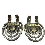 Vintage 1930s Art Deco Shoe Clips – Amber Glass Oval Stones & Rope Metal Design Black Photo 8