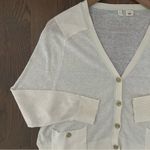 Anthropologie Moth  V-Neck Linen Blend Cardigan Sweater in Cream Size Small Photo 5