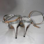 Schutz Altina Ankle Strap Prata Shine Lizard Embossed Y2K Designer Heels 8.5B Photo 11