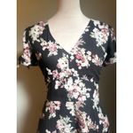 Abercrombie & Fitch Abercrombie Fitch Black Floral Smocked Back Mini Dress Tie Sleeve boho Y2K fairy Photo 1