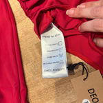 NWT Red Long Sleeve Bodysuit V Neck‎ Ruched Waist Sexy Party Top Medium Size L Photo 3