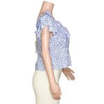 PINK CITY PRINTS Emilee Top, Cornflower Dahlia, Medium Blue Photo 7