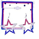 New star earrings American pride cowgirl western earrings sparkly star red blue Silver Photo 0