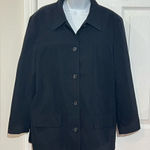 Talbots Women Petite Jacket Black Blazer Velvet Midi Button Up Pockets size L Photo 0