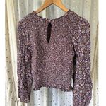 American Eagle  Ditsy Floral Long Sleeve Ruffle Trim Full Body Smocked Top S Photo 2