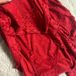 Mossimo One Piece Swimsuit Crochet Halter Skirted Red NWT New Size Medium Photo 5