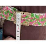 cinch belt embroidered goltone clasp floral pink green hippy Photo 5