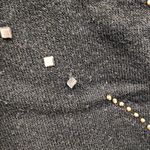 So Nice Rhinestone Stud Embellished LS Vneck Black Sweater Dress Tunic Small Gold Photo 6