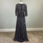 Adrianna Papell  Beaded A-Line Short Sleeve Long Evening Gown Purple Size 4 Dress Photo 5