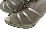 Badgley Mischka Lianna Booties Women's Sz 8M Champagne Satin Embellished Heels Photo 6