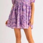 Entro Le Lis Textured Floral Puff Sleeve Square Neck Dress Photo 0