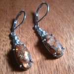 Matrix Fire Opal Solitaire Lever Back Platinum Over Copper Earrings Photo 0
