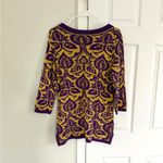 J. McLaughlin  Sweater Pullover Purple Yellow Long Sleeve M Geometric Kaftan Print Photo 6