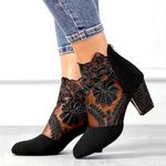 NEW Black Faux Suede Renaissance Fair Witchy Wench Sheer Lace Boots 9 Photo 1