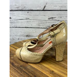 Miz Mooz Women's Beige Leather T-Strap Heels Size 7.5 Photo 3