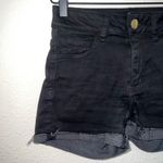 American Eagle  Super Super Stretch High Rise Black Denim Shortie Shorts Cutoff Photo 2