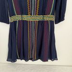 Alice + Olivia  Jolene Embroidered Drop Waist Peasant Navy Blue Dress size 0 Photo 3