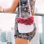 Handmade White with a Fluffy Trim Crochet Mini Shoulder Bag by Nikita Naomi Photo 1