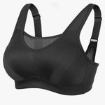 Deyllo Women’s Sports Bra High Impact Wireless Bra Full Coverage Plus Size Bra Non Padded Yoga Bras Black Photo 1