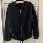ZARA TRF Satin Black Bomber Jacket Photo 0