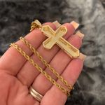 Gold Plated Stainless Steel Cross Pendant 24” Rope Chain – CZ Iced Out Necklace Photo 6